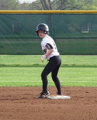Image: Tara Wallis(5) is eager to reach third base.