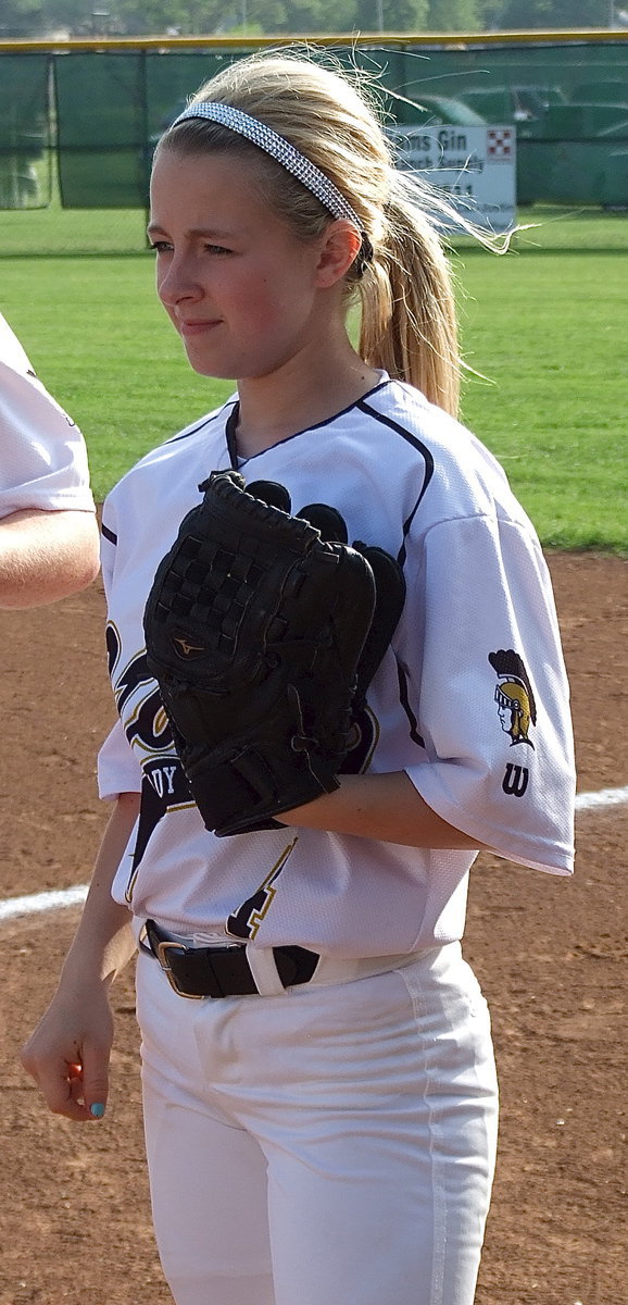 Image: Freshman Britney Chambers(4) gets ready to take the field.