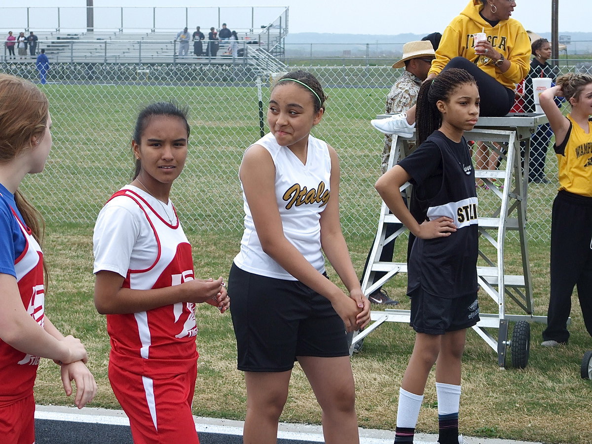 Image: Italy’s Vanessa Cantu gets encouragement from teammates before her race.