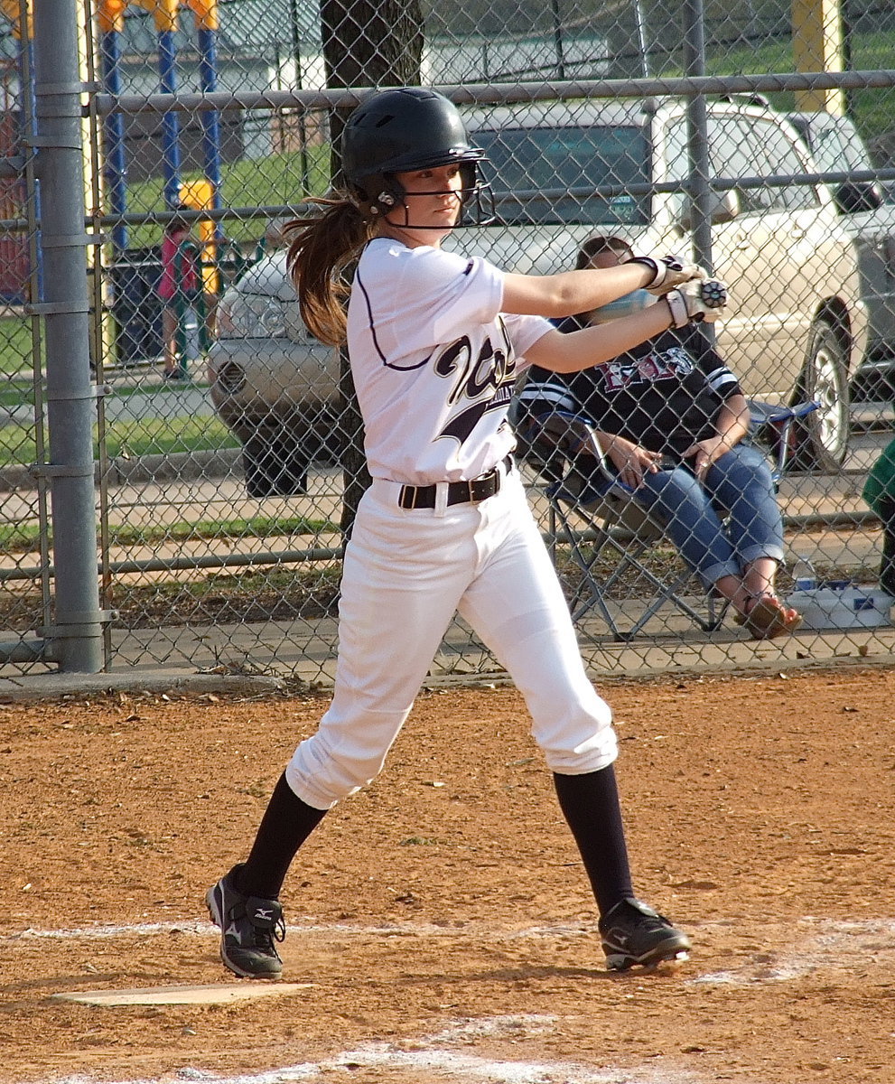 Image: Italy freshman Cassidy Childers(3) duels with Faith Family’s pitcher.