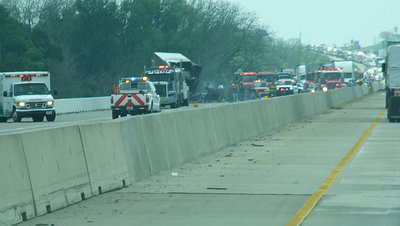 Image: Traffic headed northbound on Highway 35 could remain blocked for at least another hour.