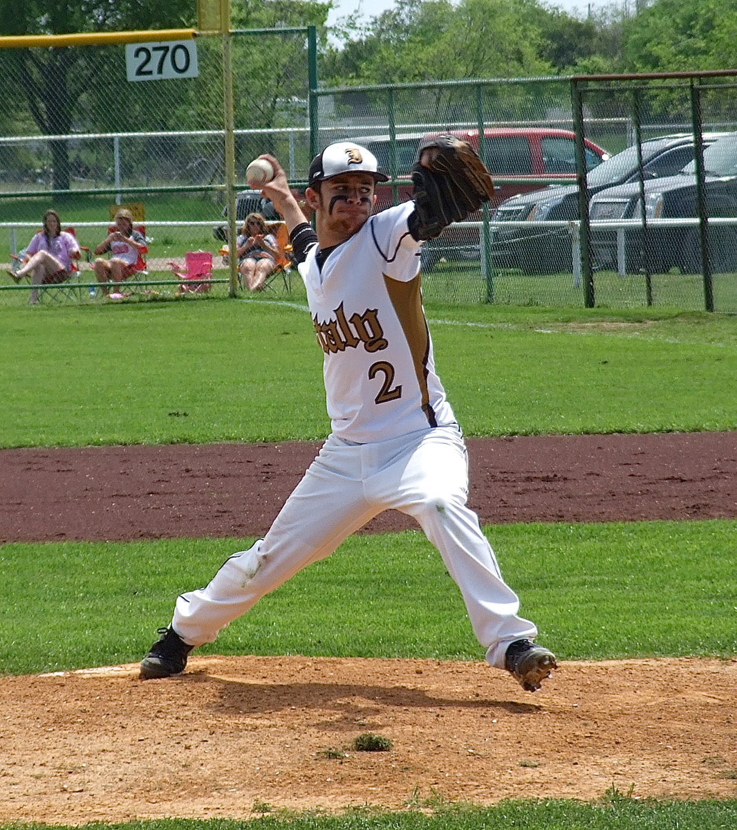 Image: Senior pitcher Caden Jacinto(2) takes it “2” Dawson.