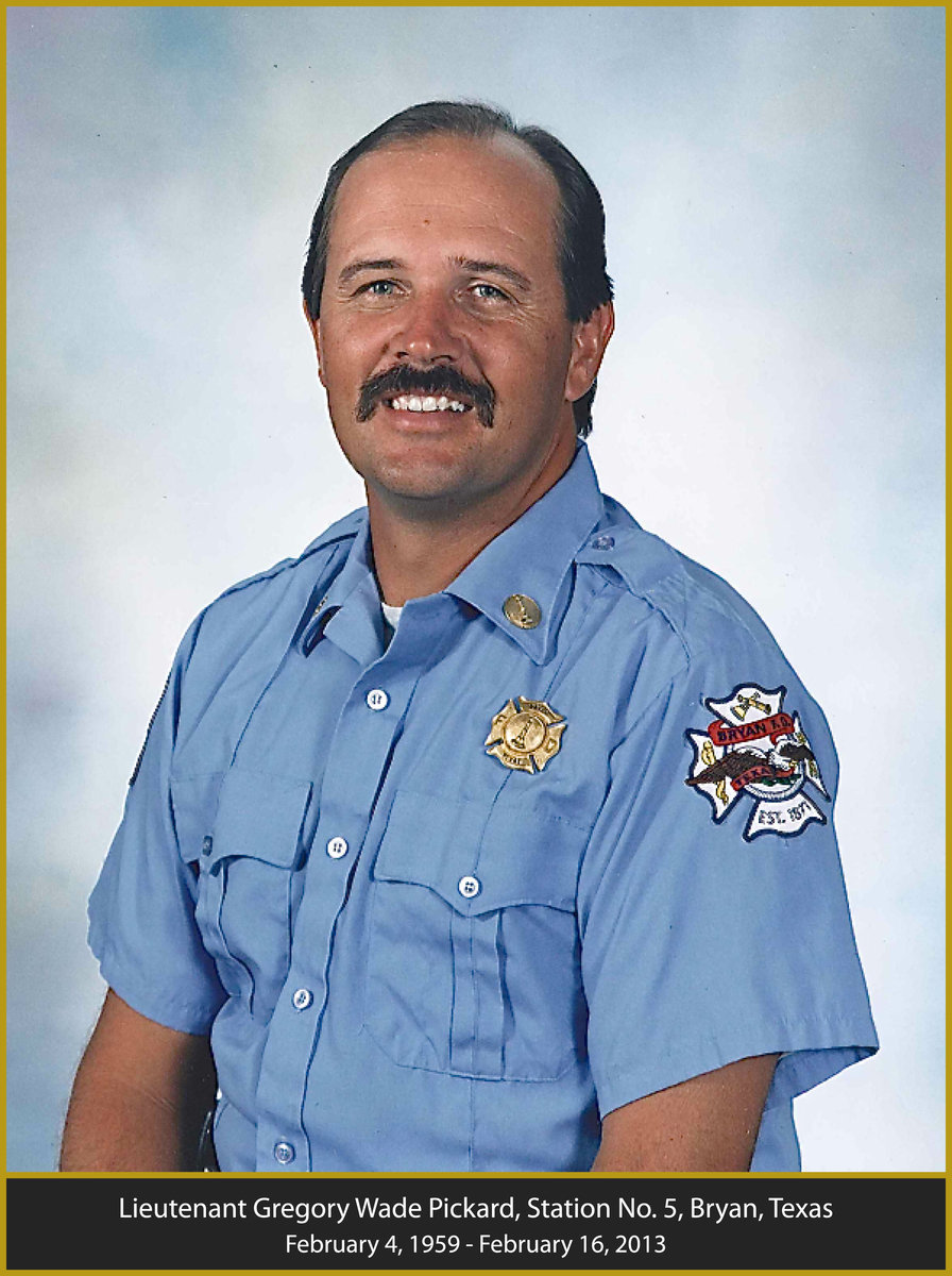 Image: With plans to mount a memorial plaque in Italy’s downtown pavilion in honor of fallen Bryan firefighter Lieutenant Greg Pickard, 54, donations can be made to the Greg Pickard Memorial Fund by making a deposit to the Fund at First State Bank of Rice in Italy, and at Citizens National Bank in Italy, or at any of the branches of either bank. Donations may also be mailed to the Greg Pickard Memorial Fund, c/o Ann Byers, 212 Richards Street, Italy, Texas 76651.