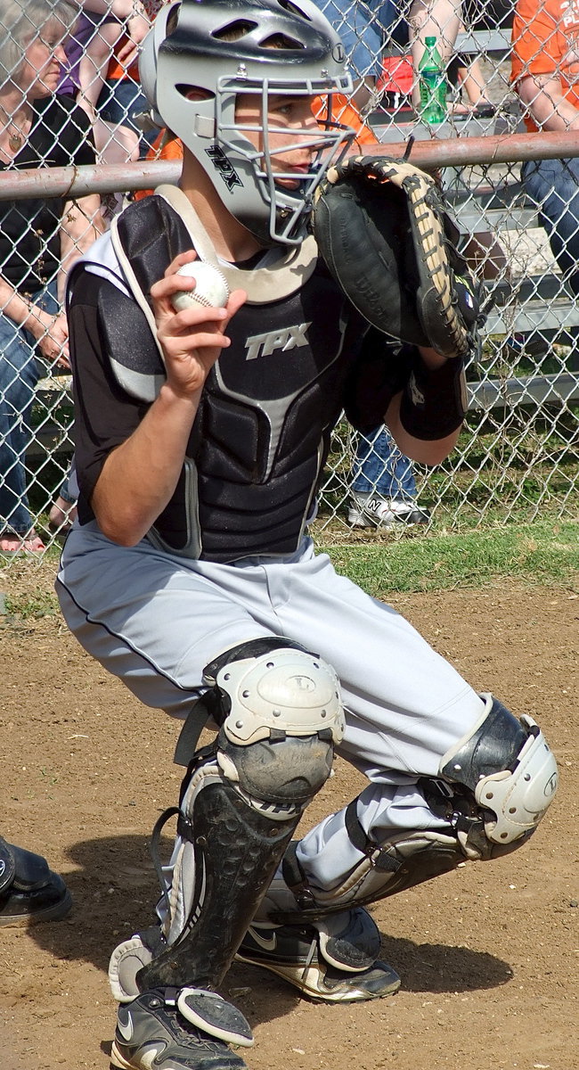 Image: Freshman Ryan Connor(4) handles the catching duties for Italy like a seasoned veteran.