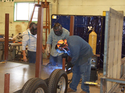 Image: The class is working on a trailer made for the high school’s maintenance department.
