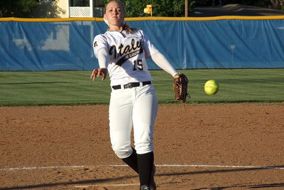 Image: Jaclynn Lewis(15) was just too good on the mound to lead the Lady Gladiators in two consecutive wins over Gorman. Lewis had 7 strikeouts in the first game and 10 strikeouts in the second game.