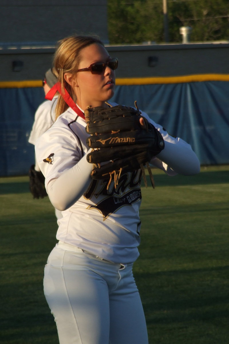 Image: Bailey Eubank(1) is ready to get going for the second game of the double-header against Gorman.