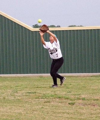 Image: Ashlyn Jacinto(7) catches a popup during the pre-game warm up.