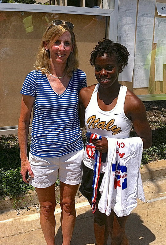 Image: On hand to watch Johnson break her 32-year old record was Susie Bean Coffman who previously set the 200 Meter Dash 1A UIL Texas State record back in 1981. Coffman ran for Miami HS out in West, Texas. Coffman later ran for the University of Texas and was a part of two National Championships.
