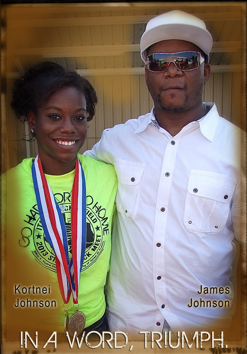 Image: Kortnei Johnson, with her uncle, James Johnson, who has been extremely supportive of Kortnei during her State champion campaign.