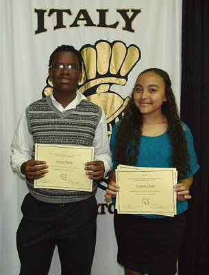 Image: 8th grade class favorites are Vanessa Cantu and Jarvis Harris.