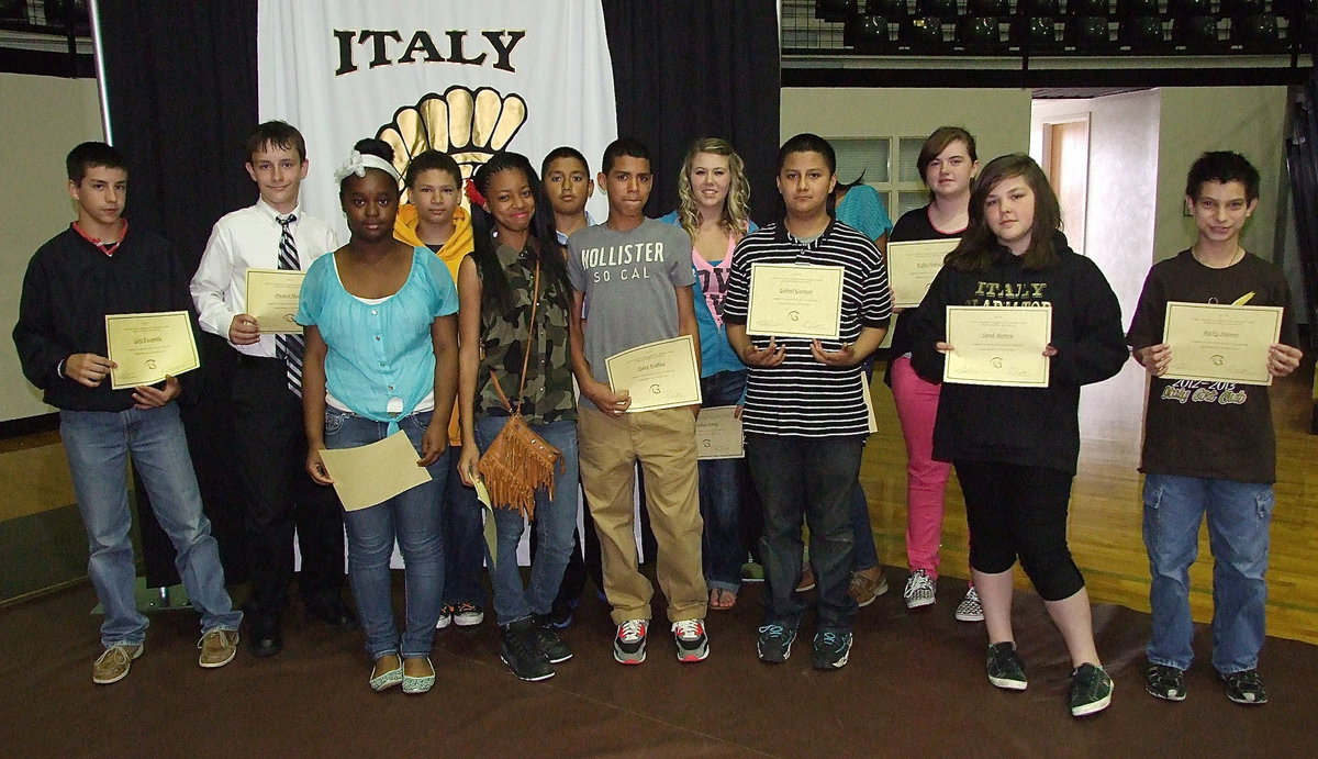 Image: 7th grade Art participants are (back row) Gary Escamilla, Preston Hadley, Joshua Crawford, Christian Mireles, Sydney Weeks, Charisma Anderson and Kylee Dabney. (front row) Angel Smith, T’Keyah Pace, Tylan Wallace, Gabriel Guzman, Sarah Burrow and Rocky Havens.