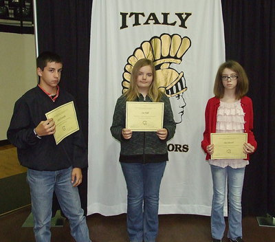 Image: 7th grade Computer Science Most Improved are Gary Escamilla, Zoe Hall and Rori Russell.