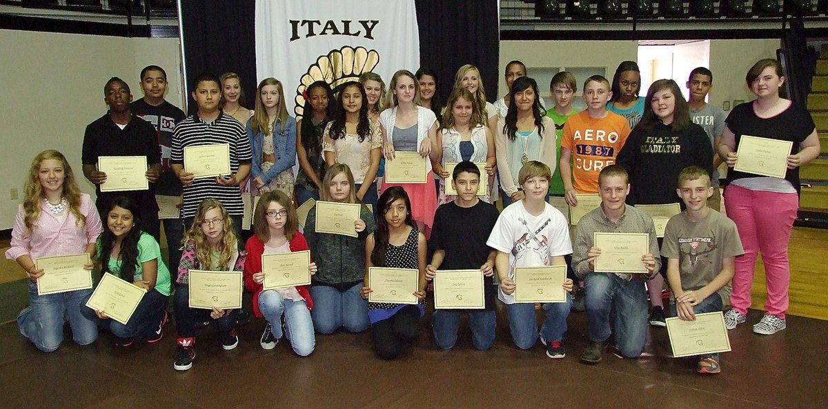 Image: 7th grade UIL participants are (front row) Brycelen Richards, Noeli Garcia, Paige Cunningham, Rori Russell, Zoe Hall, Antonia Salazar, Joey Garcia, Stockard Smithwick, Clay Riddle and Colton Allen. (middle row) Kendrick Norwood, Gabriel Guzman, Kirsten Viator, Jennifer Ramirez, Kirby Nelson, Jill Varner, Marlen Hernandez, Hunter Morgan, Sarah Burrow and Kylee Dabney. (back row) Chris Munoz, Maegan Connor, T’Keyah Pace, Sydney Weeks, Jenna Holden, Annie Perry, Emmy Cunningham, Garrett Janek, Charisma Anderson, Tylan Wallace.