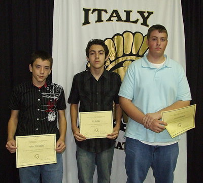 Image: 8th grade Reading’s Most Improved students are Dylan McCasland, Eli Berkley and Austin Pittmon.