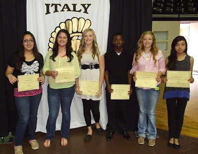 Image: 7th grade Reading students that achieved All A’s are Lorena Rodriguez, Jenna Holden, Annie Perry, Kendrick Norwood, Brycelen Richards and Antonia Salazar.