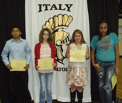 Image: 7th grade Reading’s Most Improved are Christian Mireles, Rori Russell, Jillian Varner and Charisma Anderson.