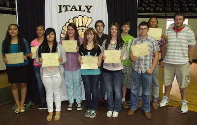 Image: 8th grade Math students that achieved all A’s are Vanessa Cantu, April Lusk, Kimberly Mata, Christy Murray, Sarah Levy, ELi Berkley, Brooke DeBorde, Jacob Brooks, Eli Garcia, Devonteh Williams and Hunter Wood who stand proudly with their certificates.