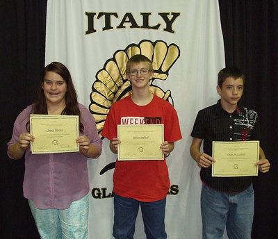 Image: 8th grade Math Citizenship Awards were presented to Christy Murray, Hunter Ballard and Dylan McCasland.