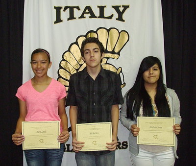 Image: 8th grade Science Citizenship Award recipients are April Lusk, Eli Berkley and Kimberly Mata.