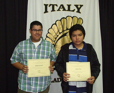 Image: 8th grade Social Studies Most Improved are Adrian Acevedo and Isidro Perez. Not pictured is Fabian Cortez.