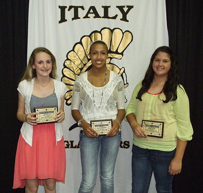 Image: Italy 7th grade JH students that achieved All A’s All Year are Kirby Nelson, Emmy Cunningham and Jenna Holden.