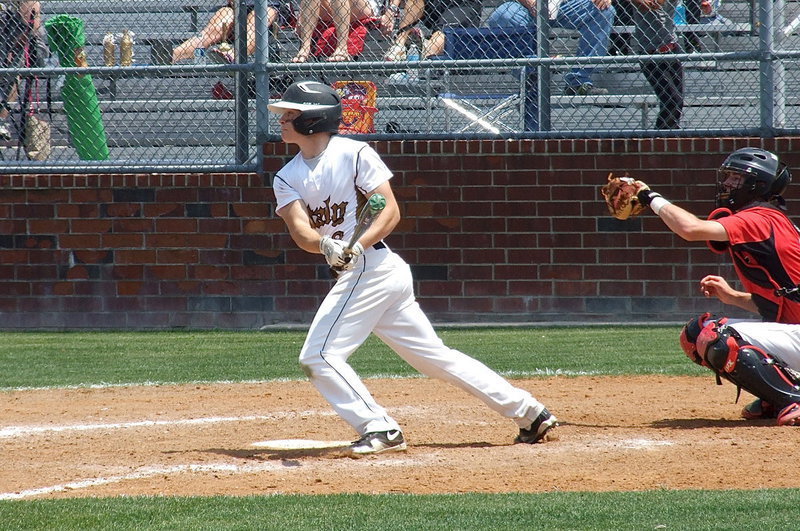 Image: Italy’s, Hayden Woods(8) rips one into play against Trenton.