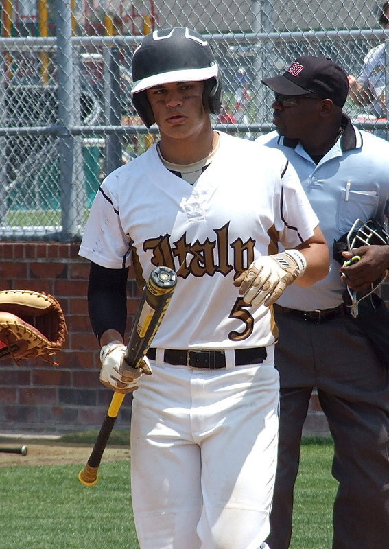 Image: Senior Reid Jacinto(5) prepares to take some swings against Trenton.