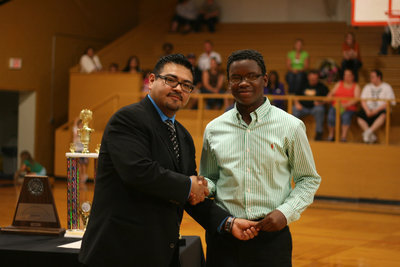 Image: Jarvis Harris received the Percussion Caption Award for the 8th grade.