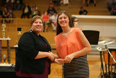 Image: Whitney Wolaver received the Percussion Caption Award.  Whitney also achieved Centex award this year.