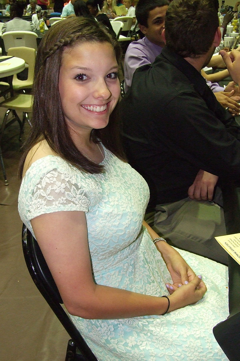 Image: Senior Morgan Cockerham enjoys the banquet along with her classmates.