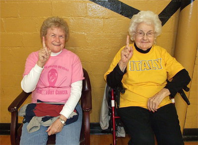 Image: Joy Moneyhon, and her mom, Alice Riddle, help support the Gladiators’ cause during a pep-rally supporting the Italy Gladiator football team during their playoff run this past season.