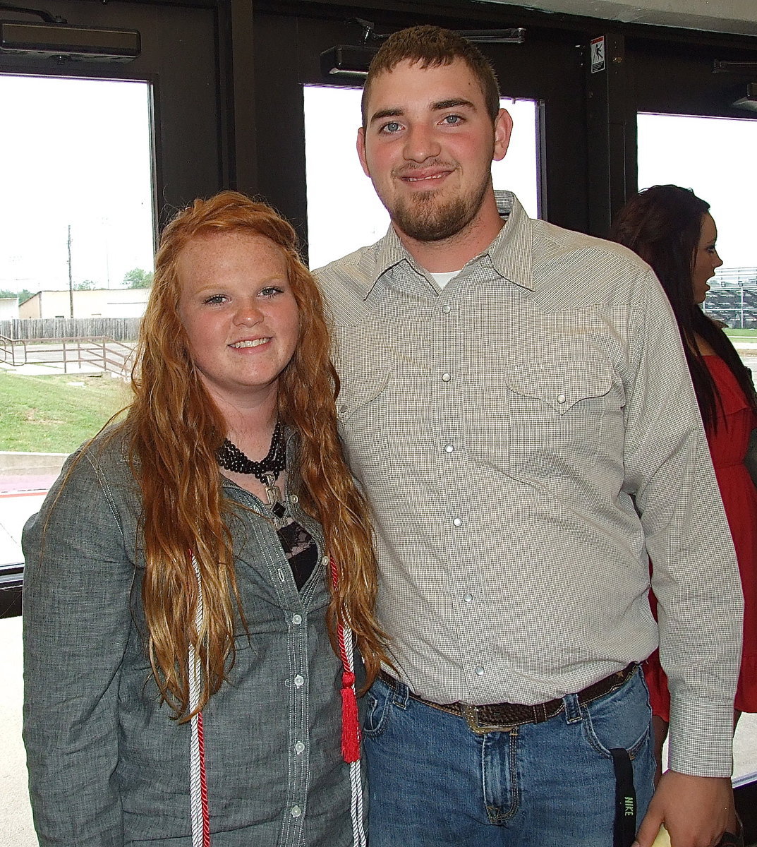 Image: Fellow seniors, Katie Byers, and, Zackery Boykin, enjoy the reception following the senior awards presentation.