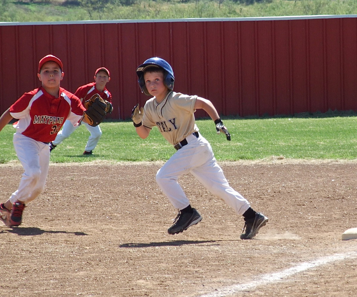 Image: Chance heads to second base.