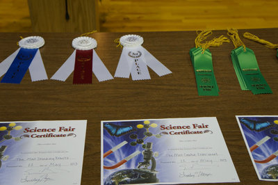 Image: Ribbons and certificates await to be awarded to a special student.
