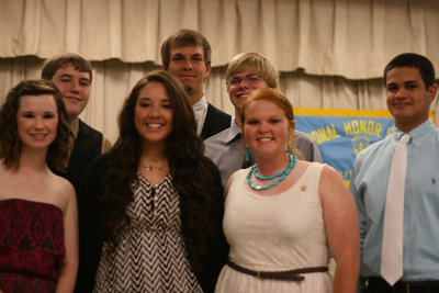 Image: The outgoing officers have a smile on their face.  (L-R) Meagan Hooker, Brett Kirton, Alyssa Richards, Cole Hopkins, Gus Allen, Katie Byers and Reid Jacinto.