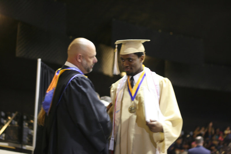 Image: Mr. Joffre gives Paul Harris a sentimental send-off.