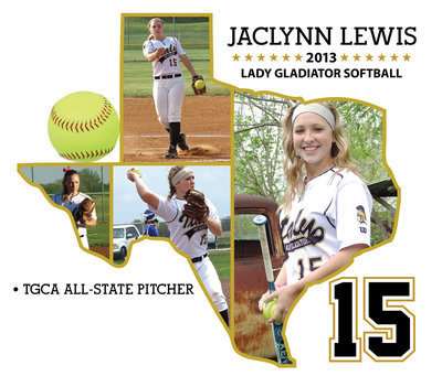 Image: Italy Lady Gladiator sophomore pitcher and clutch hitter, Jaclynn Lewis was named to the 2013 TGCA All-State team for Class 1A DIvision 1 after posting 10 shutouts, striking out 227 batters and finishing the season with a 1.67 ERA.