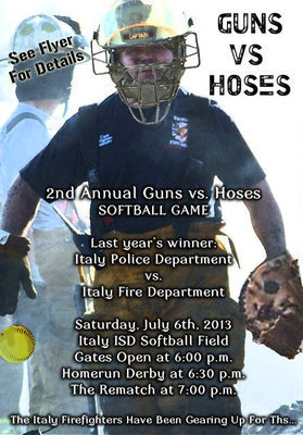 Image: Italy Fire Captain, Jackie Cate, just hasn’t been able to completely move past last years loss to the Italy Police Department in what was the 1st annual Guns vs. Hoses softball game between the two departments. “Let it go, Jackie.”