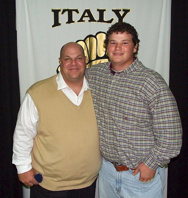 Image: John Byers poses with coach Brian Coffman at the conclusion of the banquet.