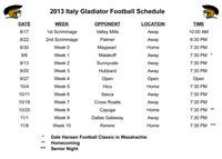 Image: The 2013 Italy Gladiator Football Schedule.