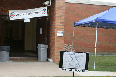 Image: The high school cafeteria was used for registration, as well as eating great food.