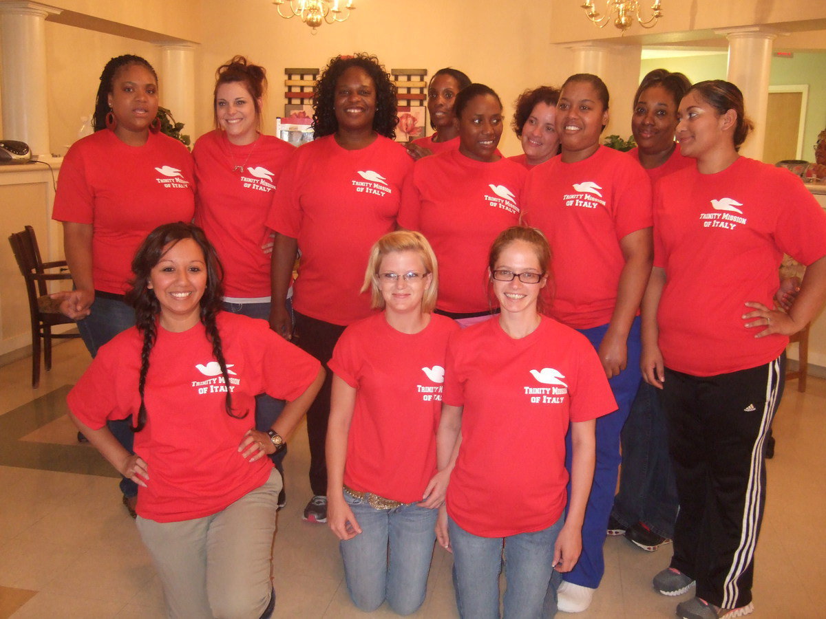 Image: Trinity Mission’s certified aids: Rosanna Wooldrige, Amber Phelps, Amanda Haskins,  Fiffany Lampkins, Fahren Hedgepeth, Shanna Perkins,  Brandi Hughes,  Shac Cooper,  Ramelda Simmons, Catrina Murphy,  Mary Perea,  Rhonda Moore. (pictured from bottom to top rows).