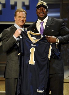 Image: Jason Smith during the 2009 NFL Draft after he was selected by the St. Louis Rams as 6’,5" 305 lbs. Offensive Tackle from Baylor University. Smith currently plays for the NFL’s New Orleans Saints.