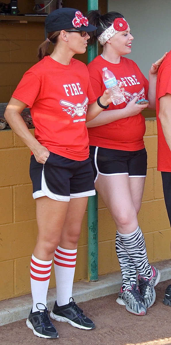 Image: Representing the Italy Fire Department, Jenna Chambers and Christina Ward brought their “A” games to the Lady Gladiator Softball Field.