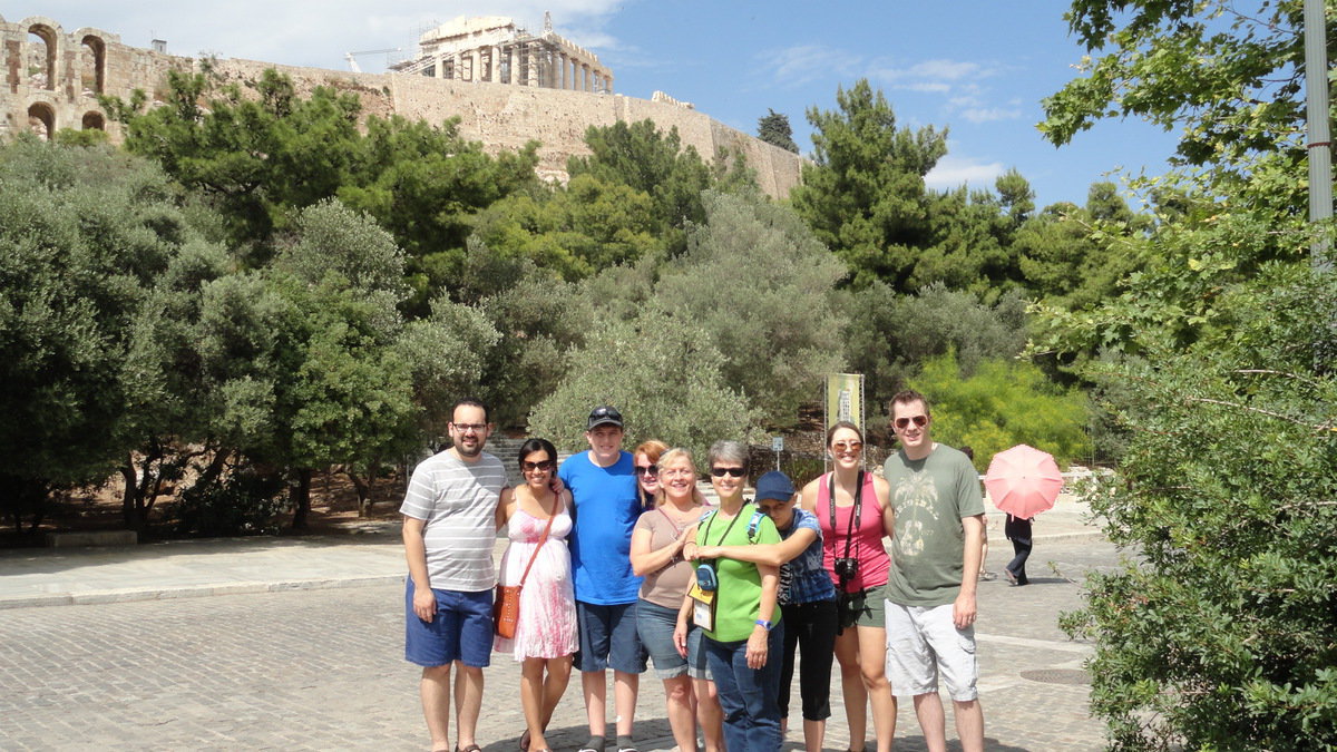 Image: The 10-member team from Central Baptist Church arrive in Athens.