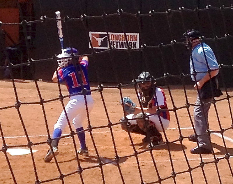 Image: Italy’s, Alyssa Richards(33), works 2 innings behind the plate for the TGCA Red All-Star team.