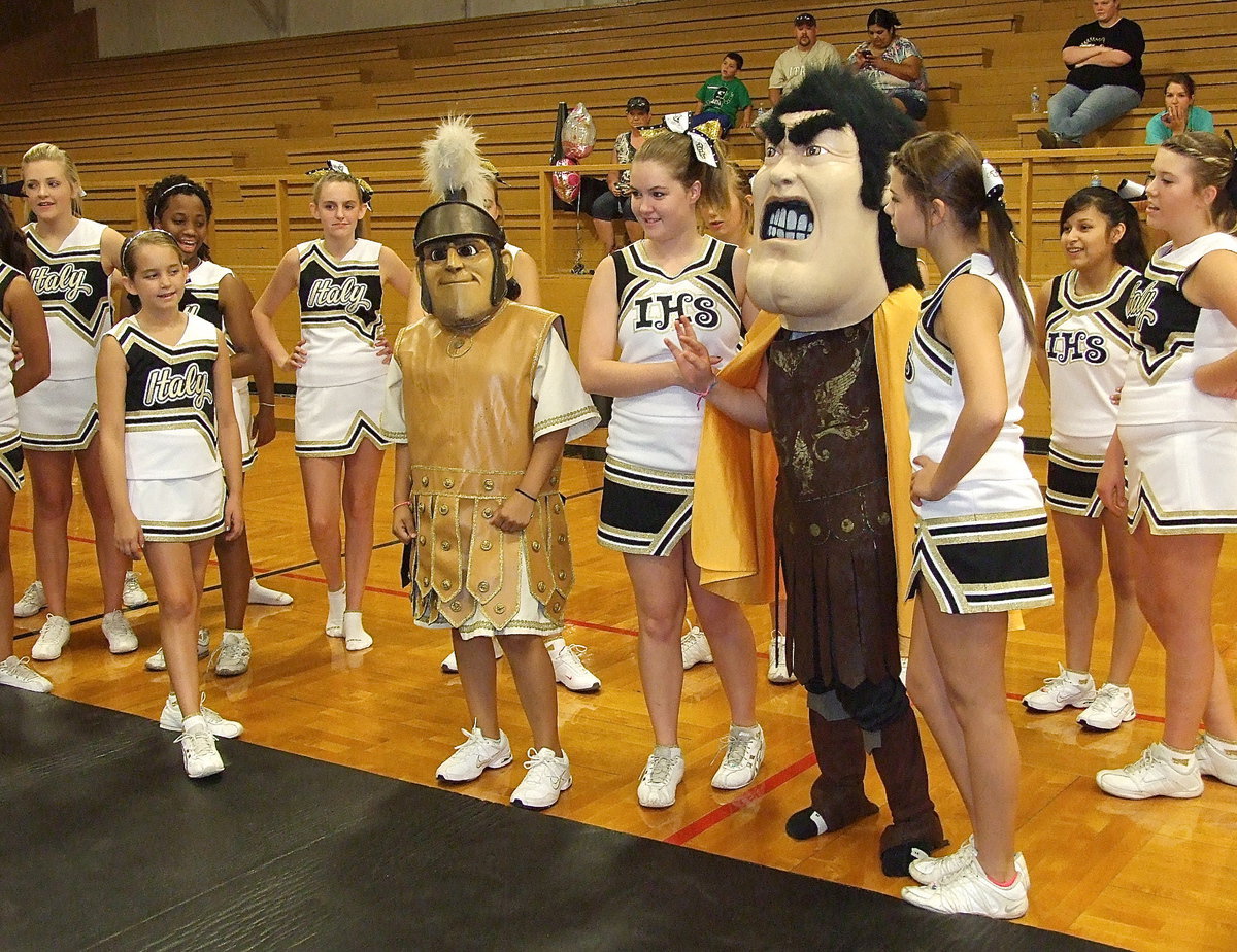 Image: Captain Turner introduces the Gladiator mascots to the campers.