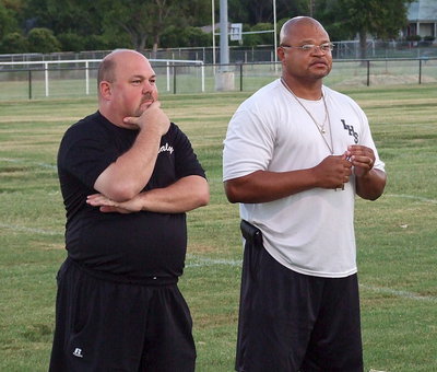 Image: Coaches Wayne Rowe and Bobby Campbell are ready to get the football season started.