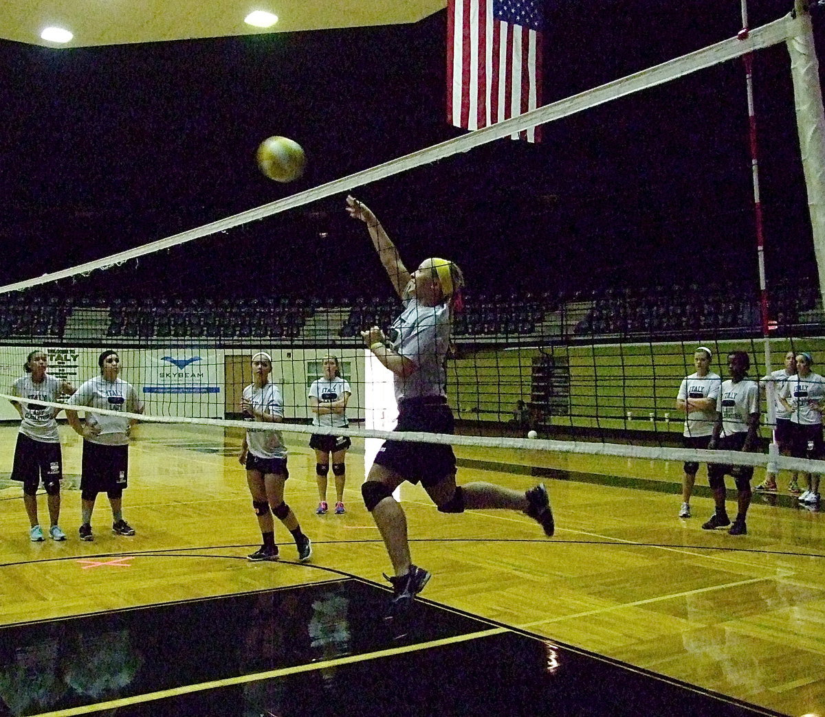 Image: Junior hitter Jaclynn Lewis has added an inch or two to her vertical leap.